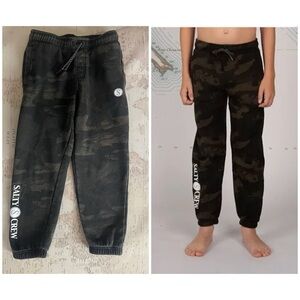 Salty Crew Kids Camo Dockside Fleece Jogger Pants - Green Size M/7-8